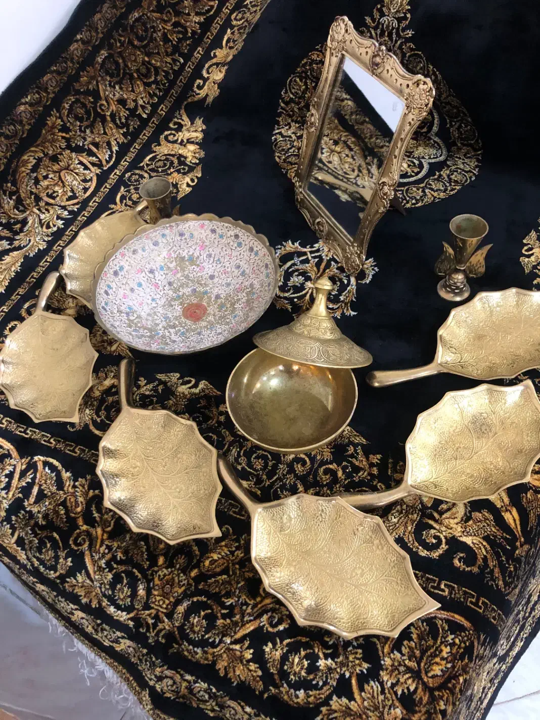 ست ظروف‌برنجی/برنج طلایی/اینهشمعدان وقندان/هفتسین|صنایع دستی و سایر لوازم تزئینی|تهران, سعادت‌آباد|دیوار