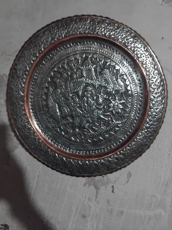 تابلو مسی روکش نقره|کلکسیون اشیاء عتیقه|باقرشهر, |دیوار