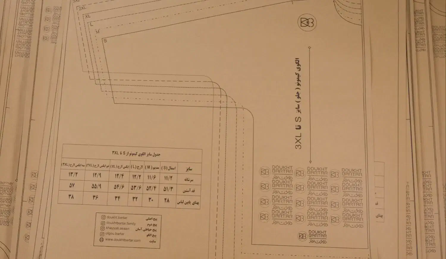 الگو اماده رگالی، فریسایزکیمونو و کتی|لوازم خیاطی و بافتنی|ساری, |دیوار