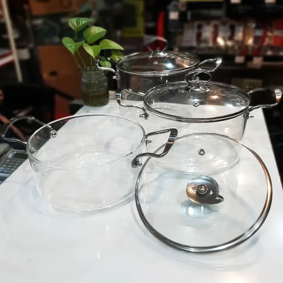 قابلمه 3 عددی پیرکس دسته استیل Nataly|ظروف پخت‌وپز|بندر انزلی, کارآموزی|دیوار