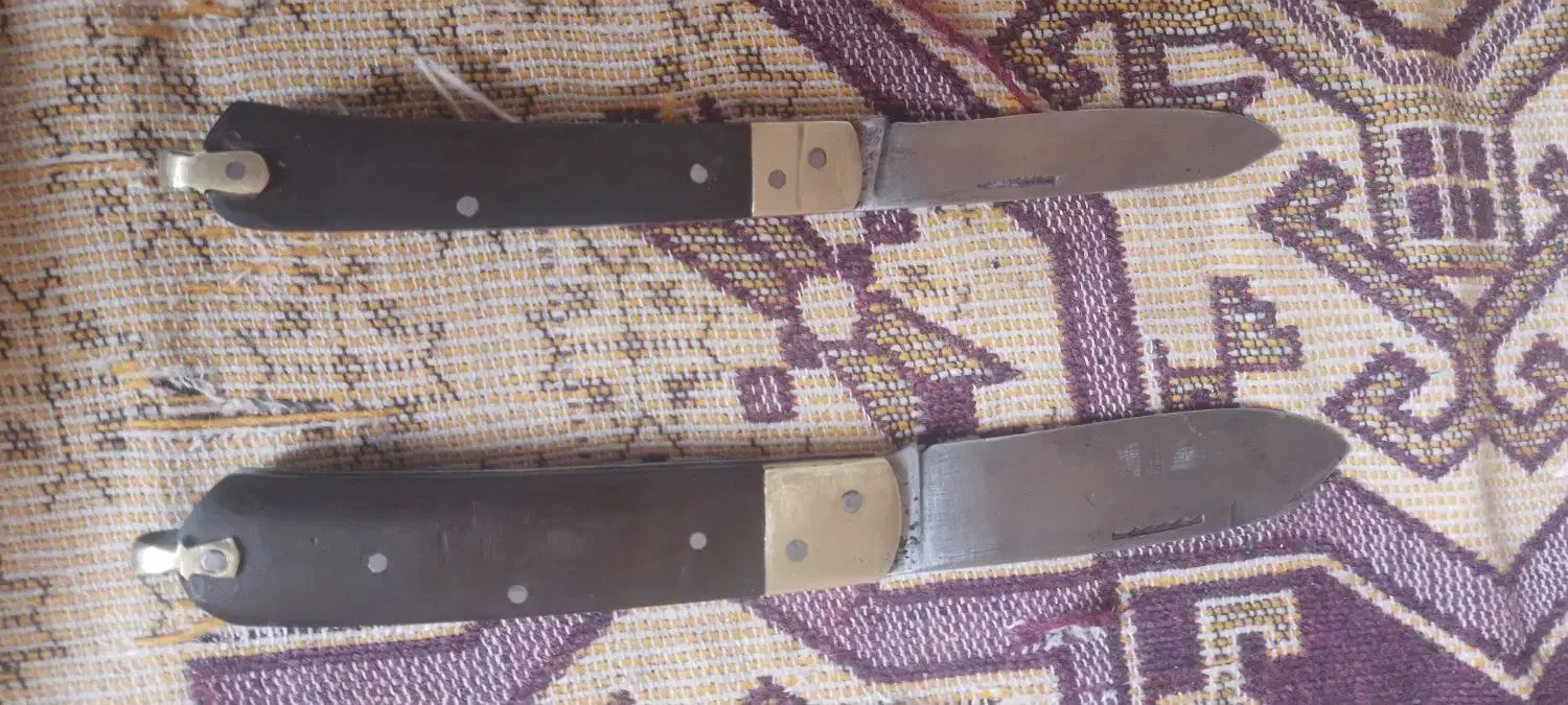 یک جفت چاقوی قدیمی دسته شاخ قدیمی|کلکسیون اشیاء عتیقه|شهرکرد, |دیوار