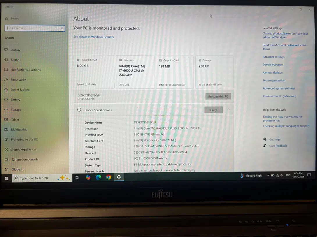 لپتاپ فوجیتسو core i7 ساخت ژاپن سفارش آمریکا|رایانه همراه|اصفهان, خلیل آباد|دیوار
