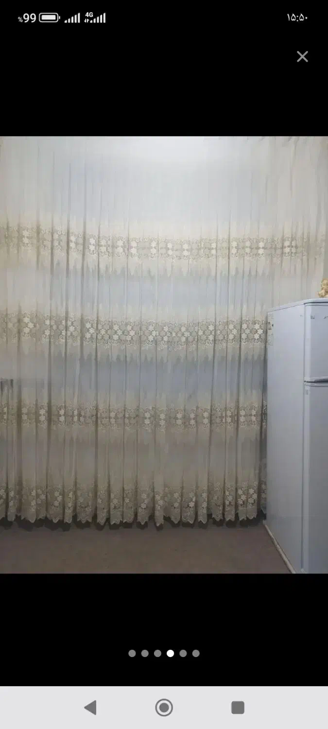 پرده حریر در حد نو همراه با کتیبه و میل پرده|پرده، رانر، رومیزی|خان ببین, |دیوار