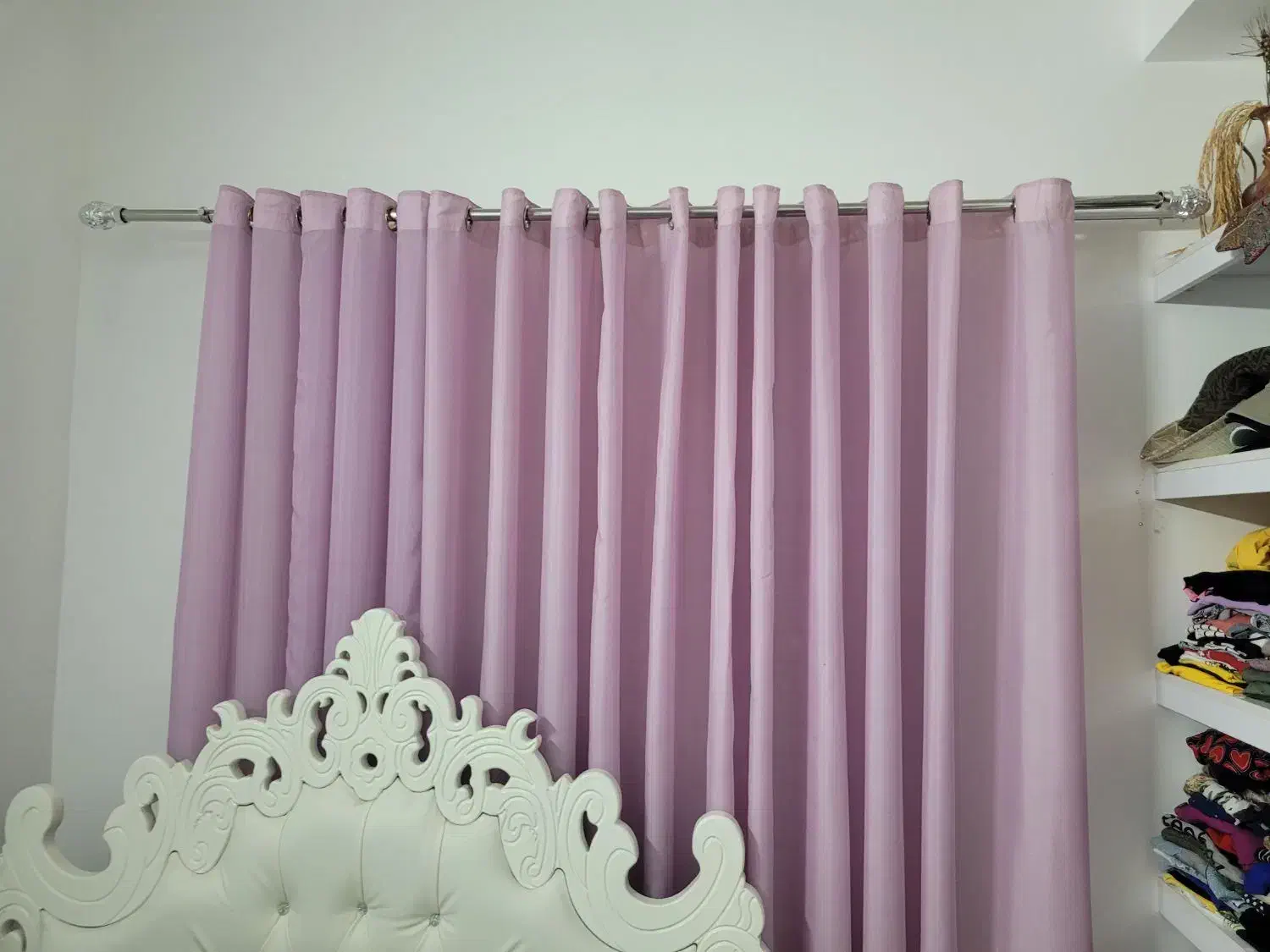 پرده حریر رنگ یاسی دوعدد|پرده، رانر، رومیزی|چالوس, |دیوار