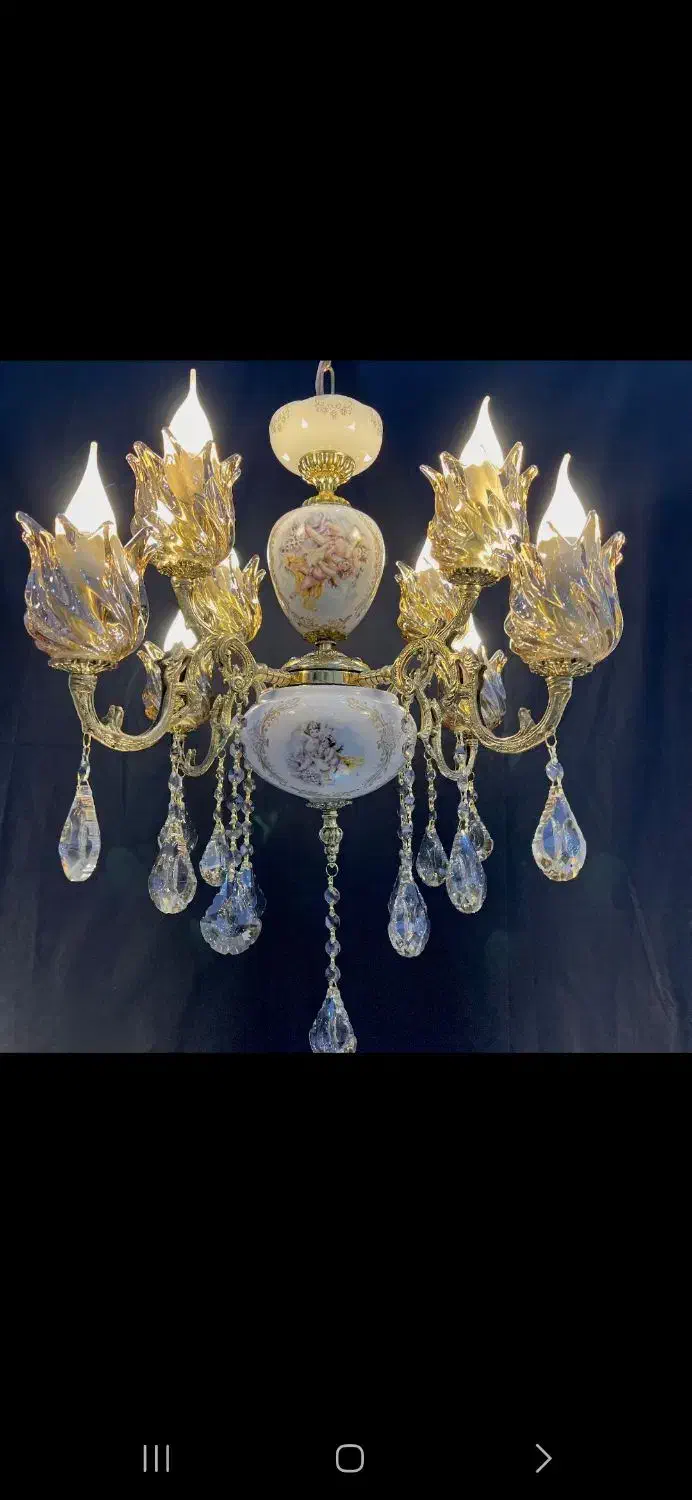 لوستر.ویدا سرامیکی برنجی.۴+۴شعله/برنزAN light 975|لوستر و چراغ آویز|تهران, نعمتآباد|دیوار