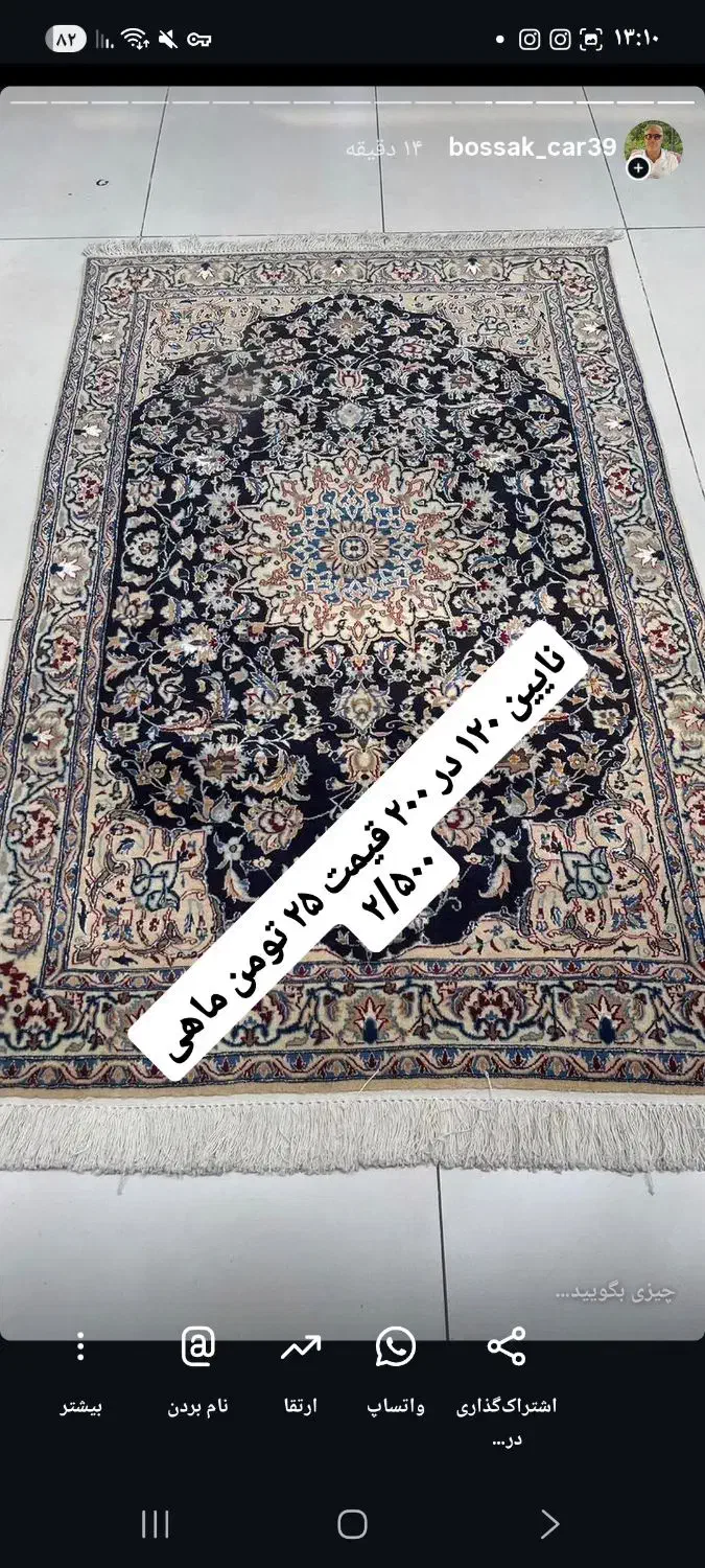 فرش دستباف( بساک ) حراج از دم قسط بدون پیش|فرش|مشکین‌دشت, |دیوار