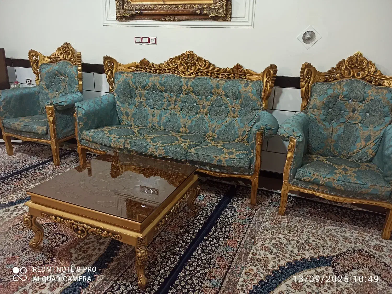 سرویس مبلمان ۹ نفره استیل با جلومبلی و میز عسلی|مبلمان خانگی و میز عسلی|کنگاور, |دیوار