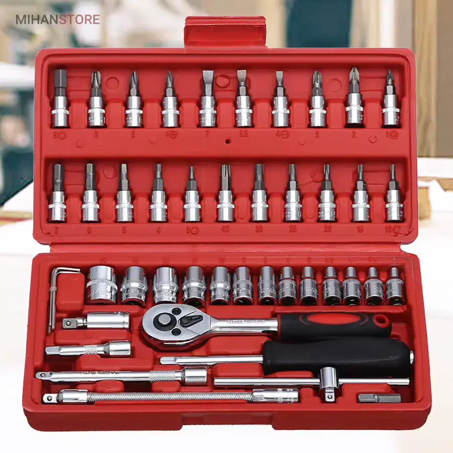 جعبه 46 پارچه آچار و سری بکس و پیچ گوشتی|ابزارآلات|ایرانشهر, |دیوار