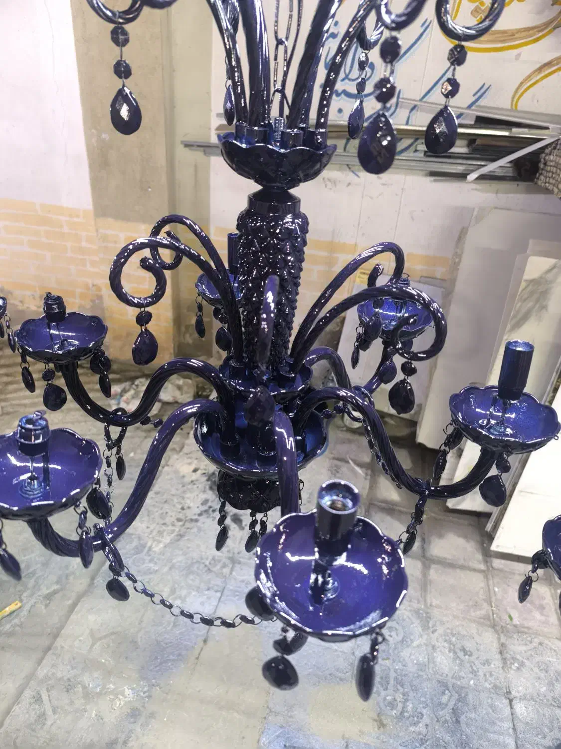 لوستر طرح باکارت سرمه ای|لوستر و چراغ آویز|کاشان, درب باغ|دیوار