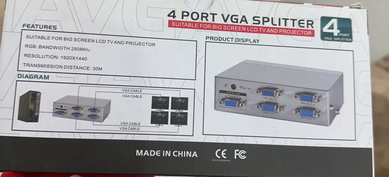 Vga splitter 4 تبدیل وی جی ای|قطعات و لوازم جانبی رایانه|کرج, حسین‌آباد|دیوار