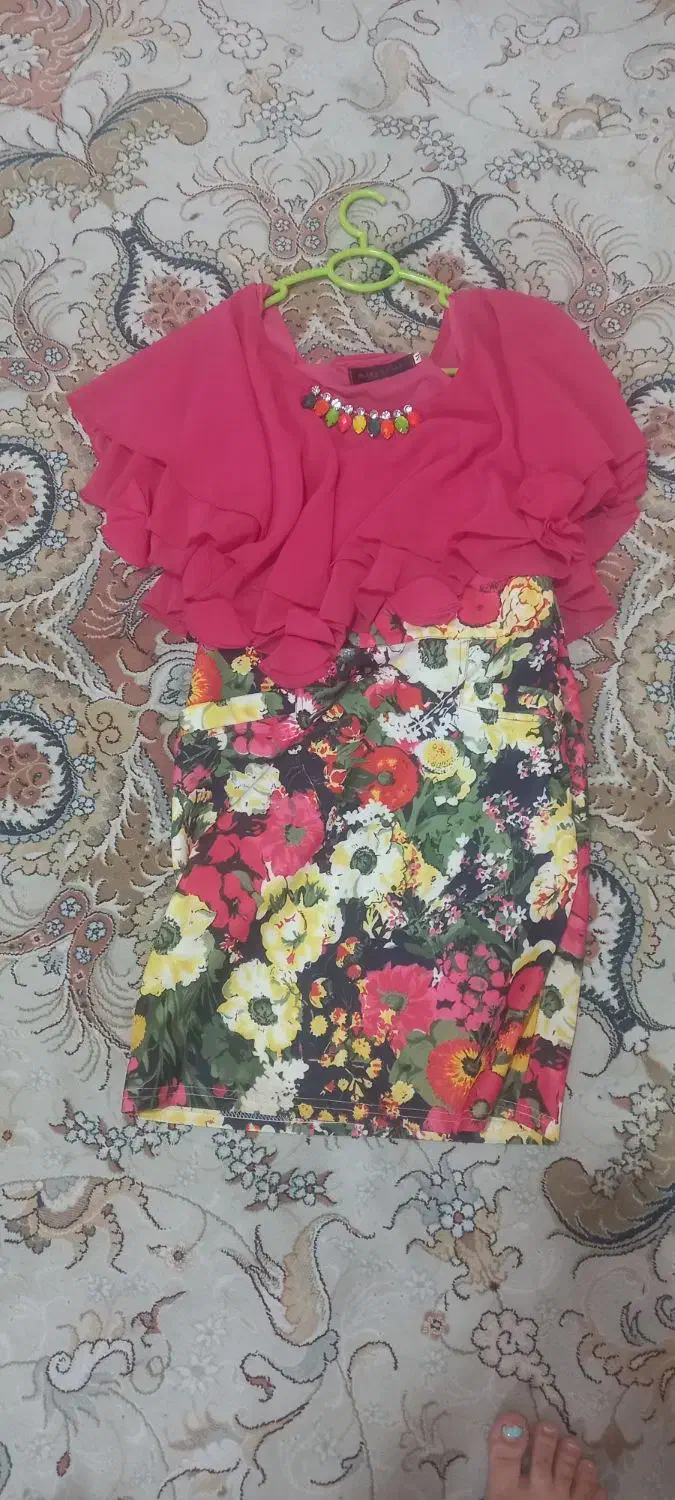 پیراهن کوتاه مجلسی دخترانه در دورنگ صورتی و سبز|لباس|قائمشهر, |دیوار