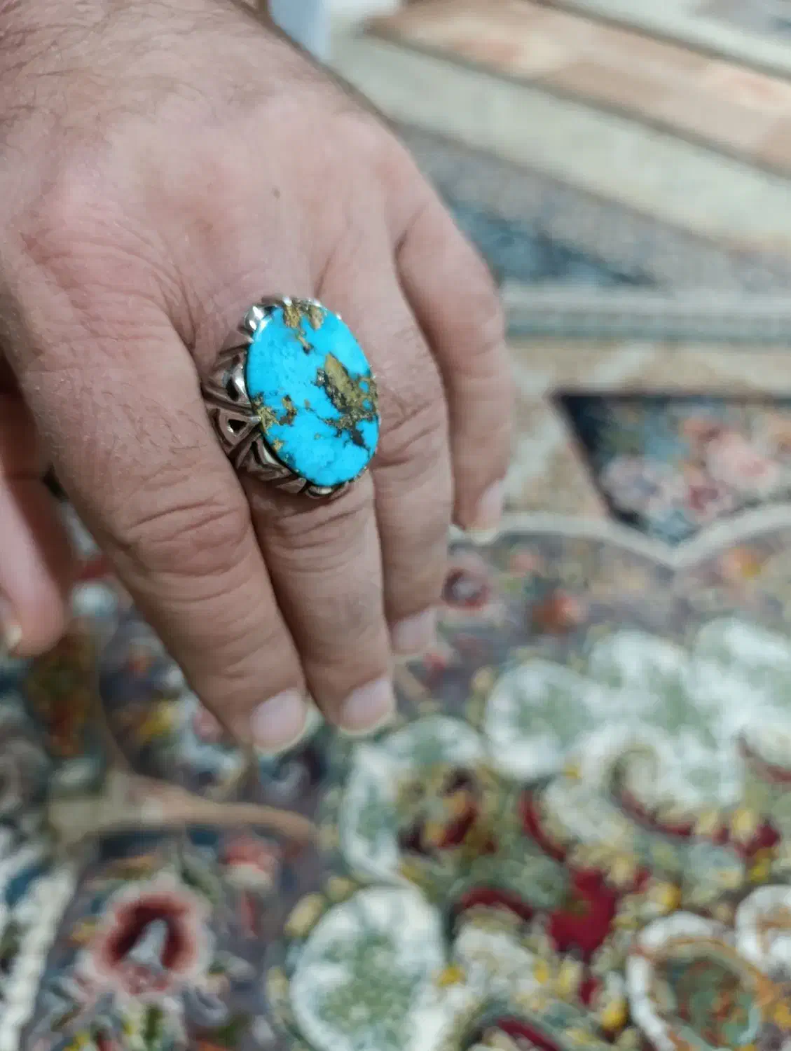 انگشتر نقره فیروزه نیشابور|جواهرات|خرم‌آباد, |دیوار