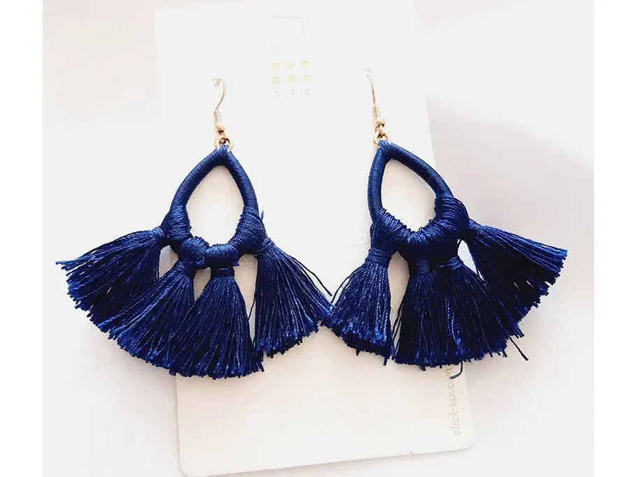 گوشواره آویز بلند ابریشمی مدل سورمه ای شیک|بدلیجات|اراک, |دیوار