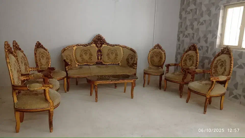 مبل سلطنتی نه نفره چوب گردووسینکه ظرفشویی دولگن|مبلمان خانگی و میز عسلی|میانه, |دیوار