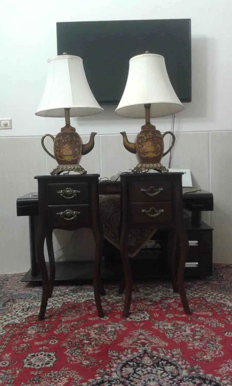 آباژور چراغ خواب جفت عتیقه وارداتی سفالی|کلکسیون اشیاء عتیقه|یزد, |دیوار