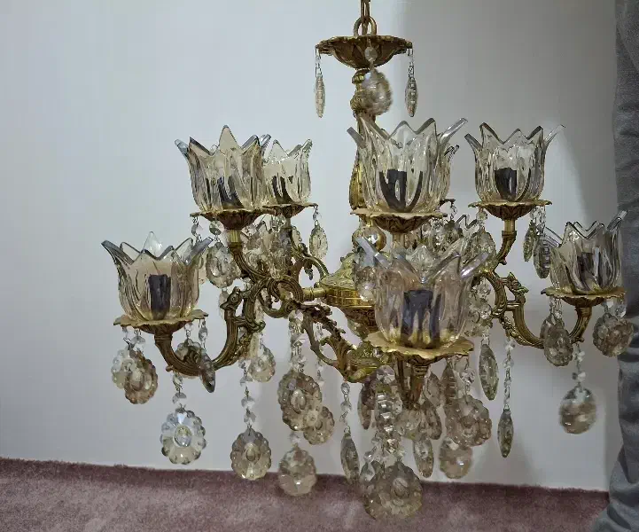 لوستر برنز 10 شعله|لوستر و چراغ آویز|زنجان, |دیوار