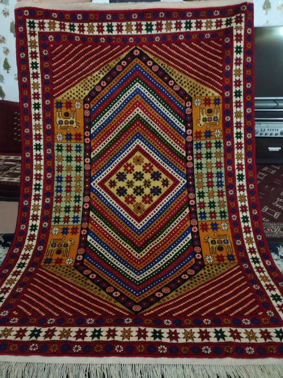 قالیچه پشتی گل ابریشم|پشتی|مشهد, طلاب|دیوار