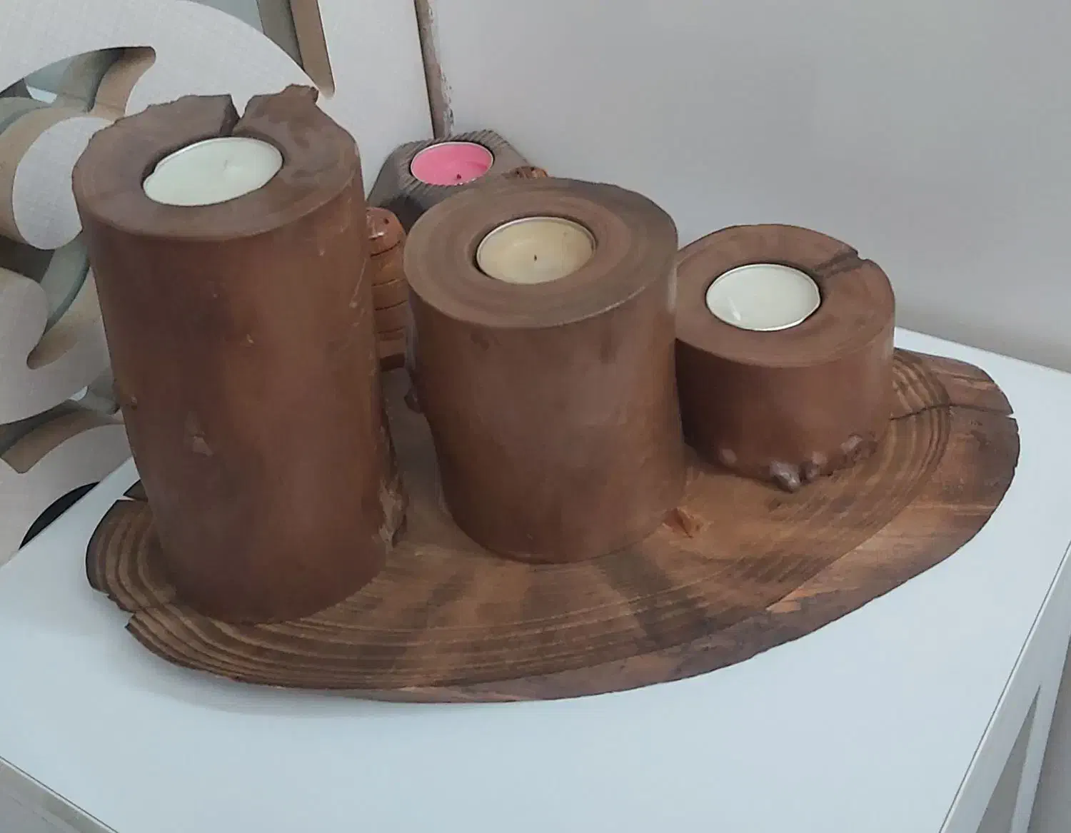 قووگلدان جاشمعی چوبی بسیارزیبا|مجسمه، تندیس، ماکت|دورود, |دیوار