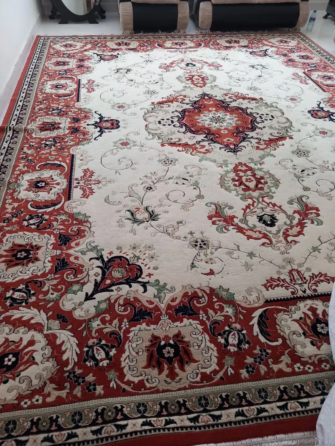 فرش ۱۲متری قدیمی طرح دستبافت|فرش|کرمانشاه, |دیوار