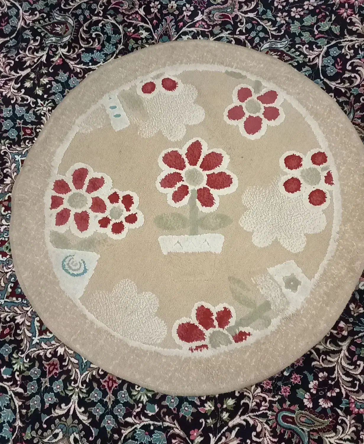 قالیچه گرد|فرش|کرمان, |دیوار