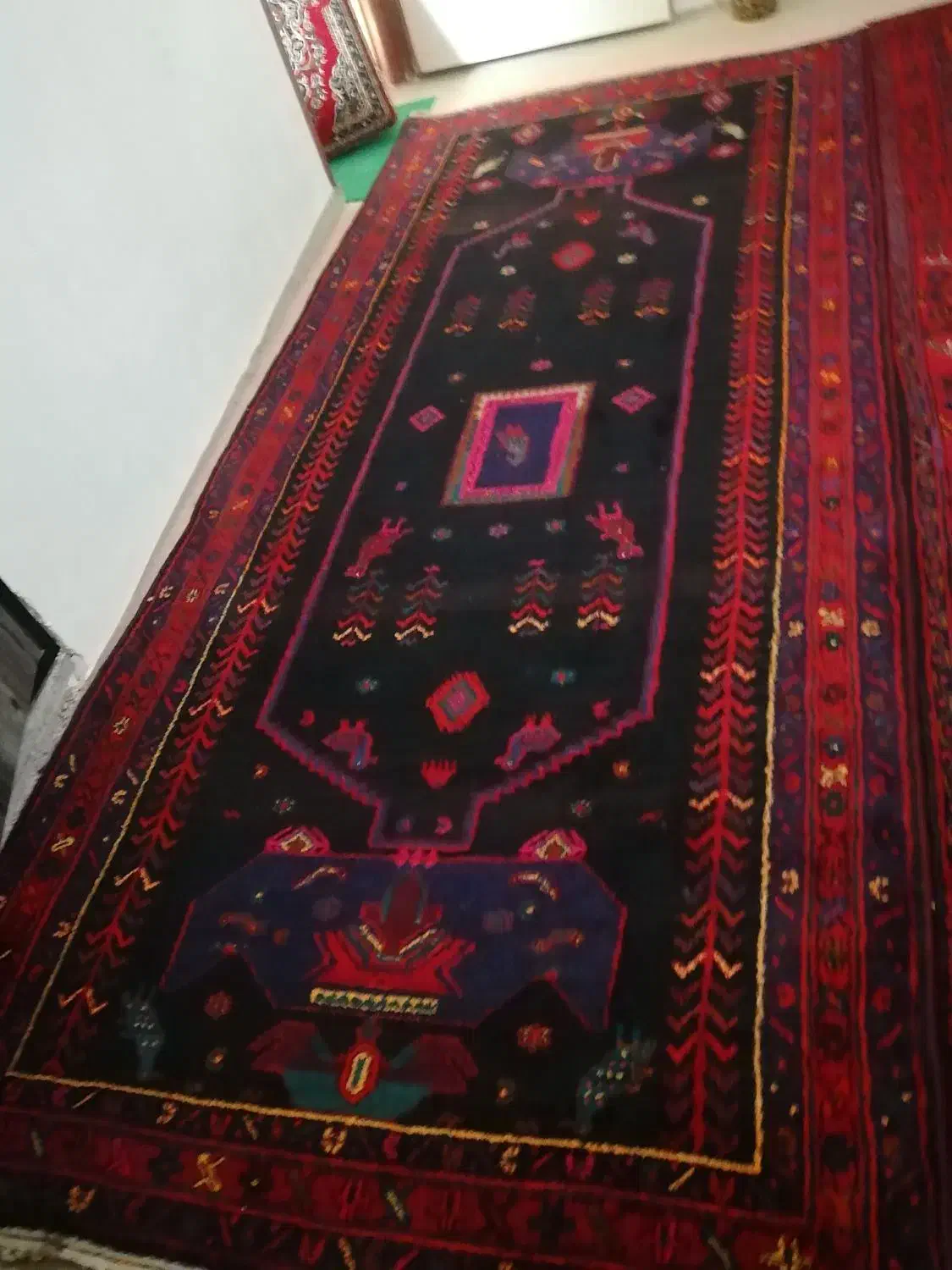 قالی کردی طرح خرسک کاملاسالم وبدون مشکل|فرش|سنندج, |دیوار