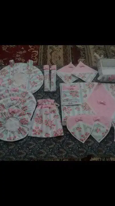 دوخت سرویس آشپزخانه و سیسمونی نوزاد|سفره، حوله، دستمال آشپزخانه|یزد, |دیوار