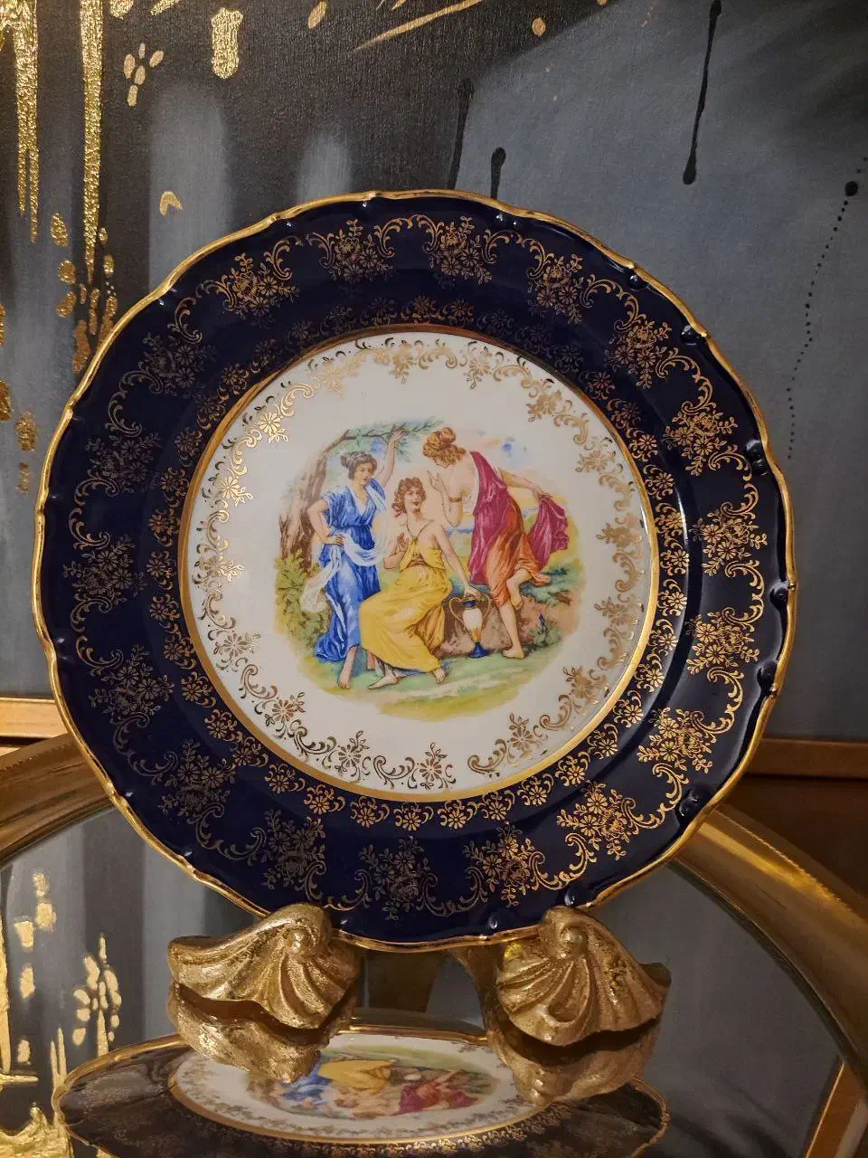 بشقاب قدیمی سه دختر چک|صنایع دستی و سایر لوازم تزئینی|تبریز, |دیوار