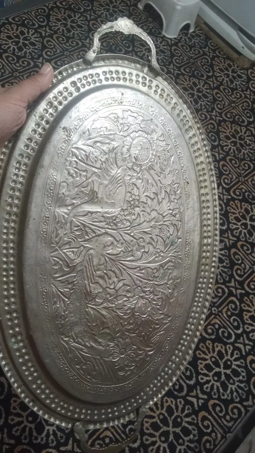 سینی مس قدیمی|کلکسیون اشیاء عتیقه|زابل, |دیوار