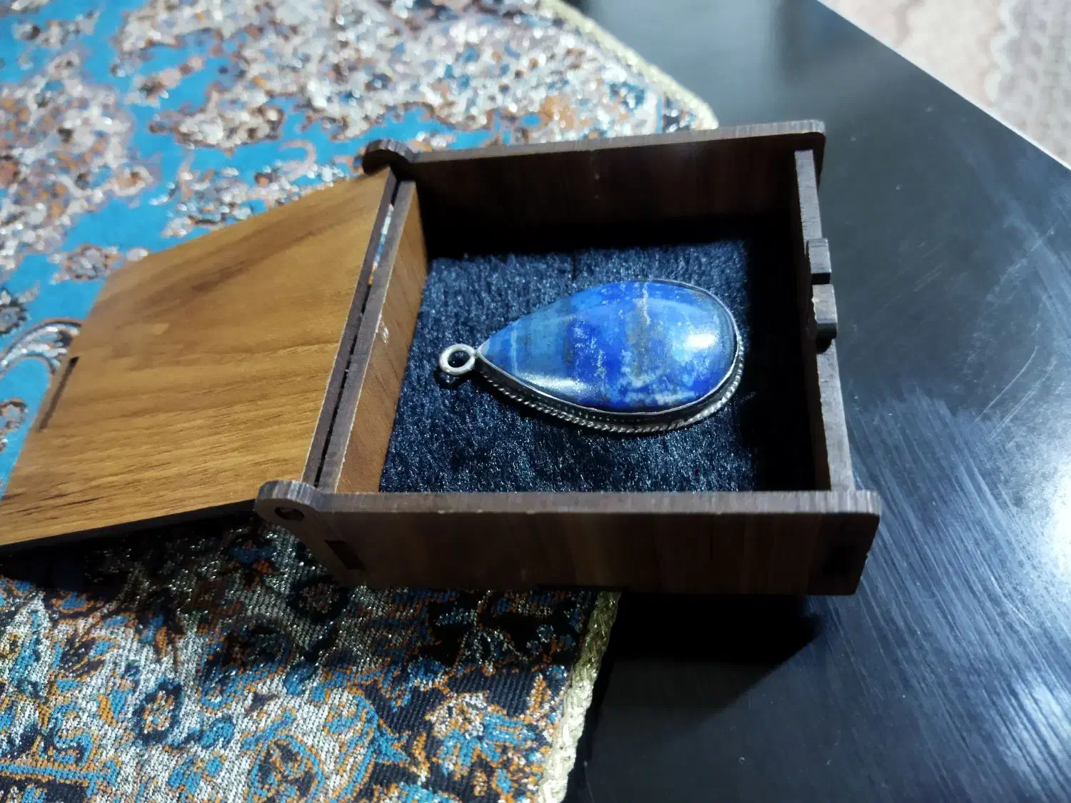 گردن آویز نقره کاملا دستساز لاجورد|جواهرات|ارومیه, |دیوار