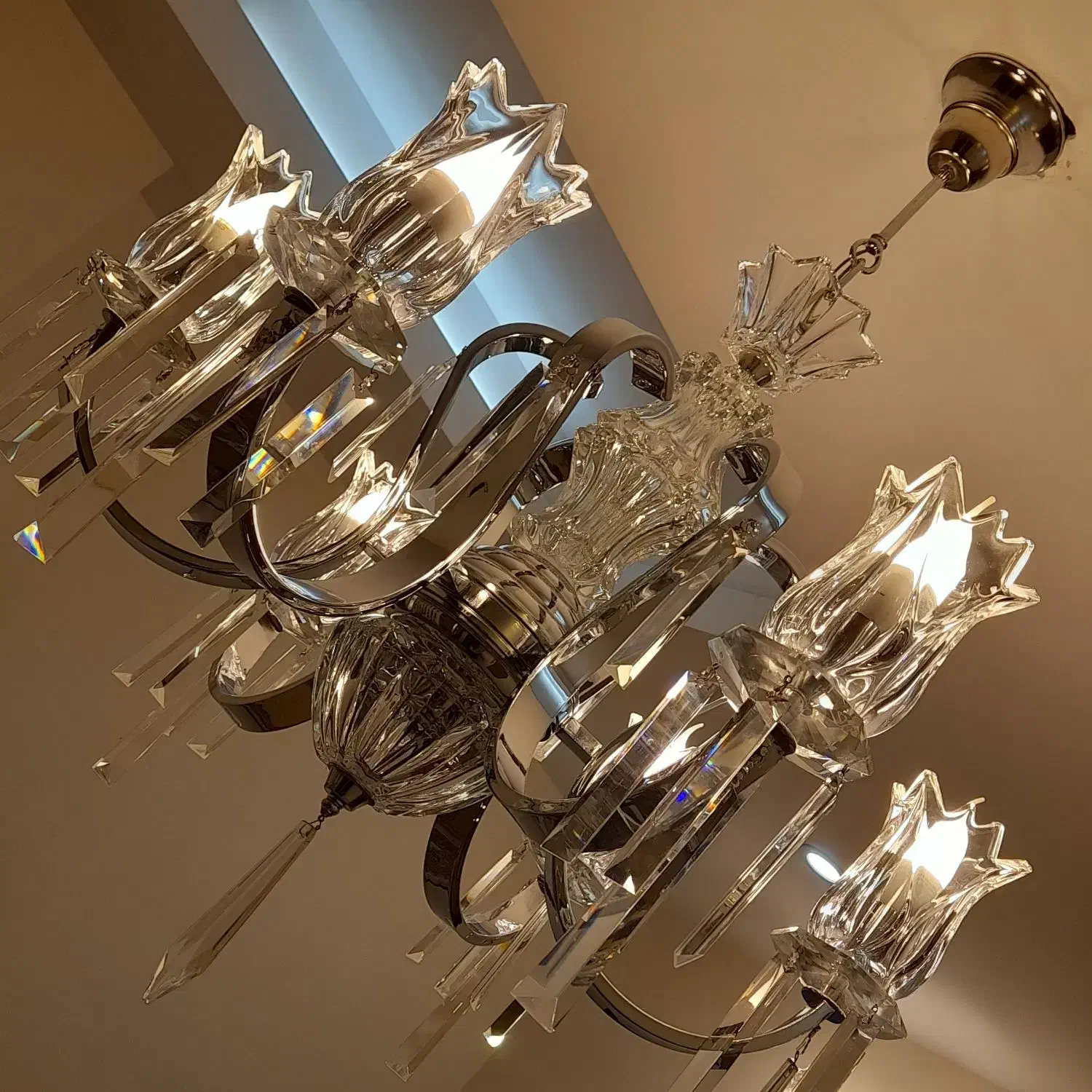 جفت لوستر نقره ای و دیوارکوب مناسب جهیزیه|لوستر و چراغ آویز|تهران, ظفر|دیوار