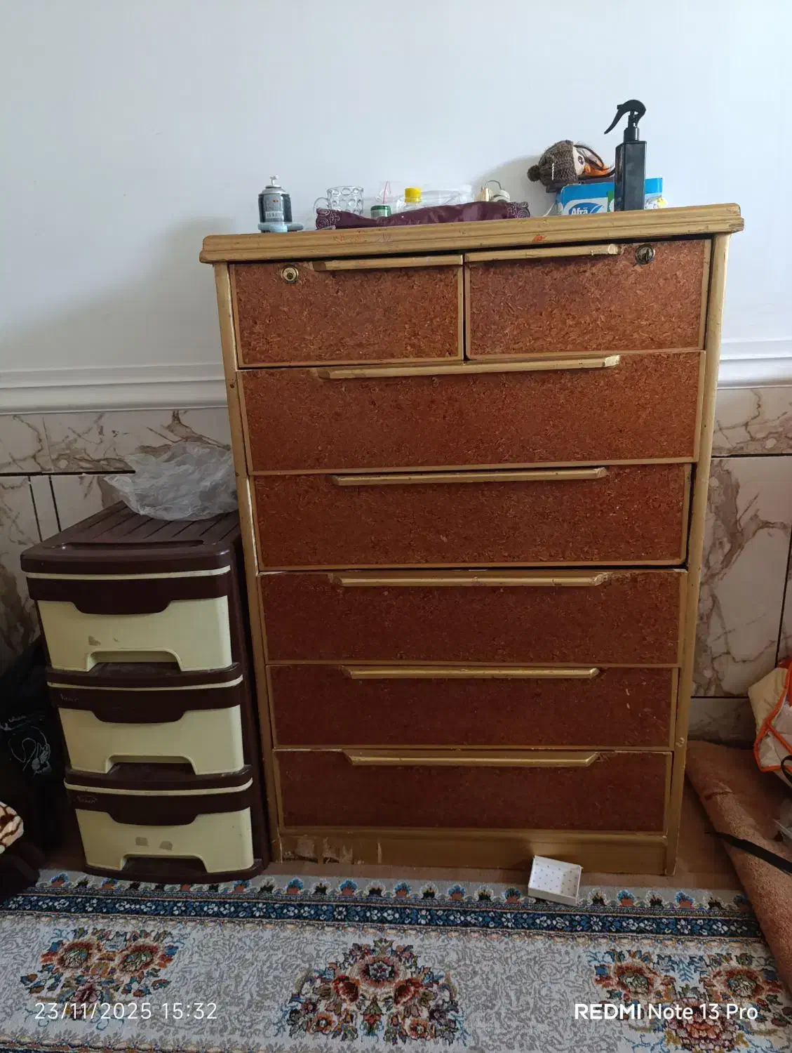 دوعدد دراور و ساعت ایستاده|جاکفشی، کمد، دراور|رامشیر, |دیوار