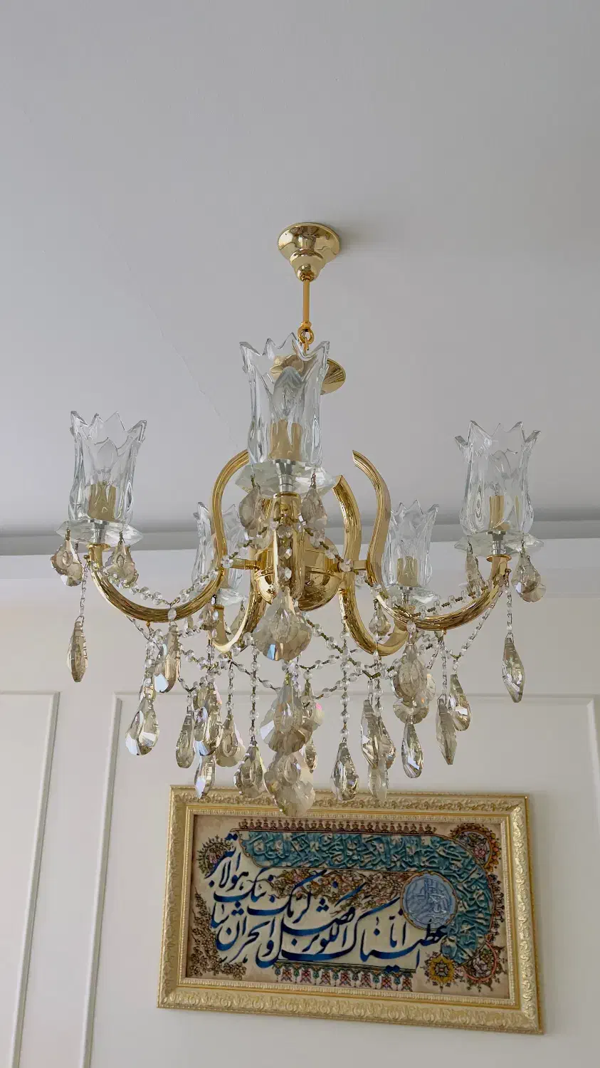 لوستر کریستال اصل رنگ ثابت|لوستر و چراغ آویز|مشهد, عامل|دیوار