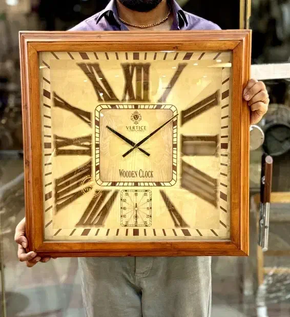 ساعت چوبی مستطیل ورتیچ مربع|ساعت دیواری و تزئینی|رشت, دیلمان|دیوار