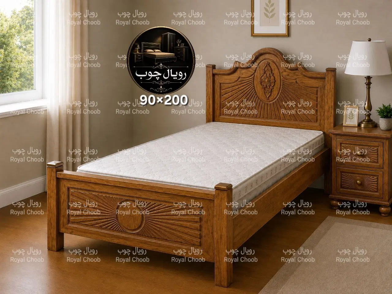 تخت تکنفره یک نفره مدل خورشیدی صنایع رویال چوب|تخت و سرویس خواب|تبریز, |دیوار