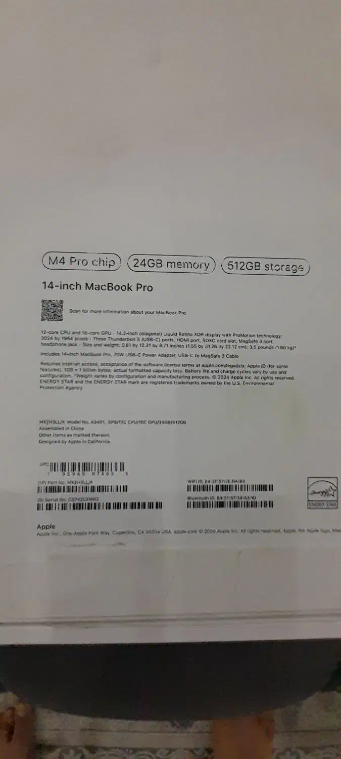 مک بوک M4Pro 2024/درحد آک /512g/24g ram|رایانه همراه|تهران, جیحون|دیوار