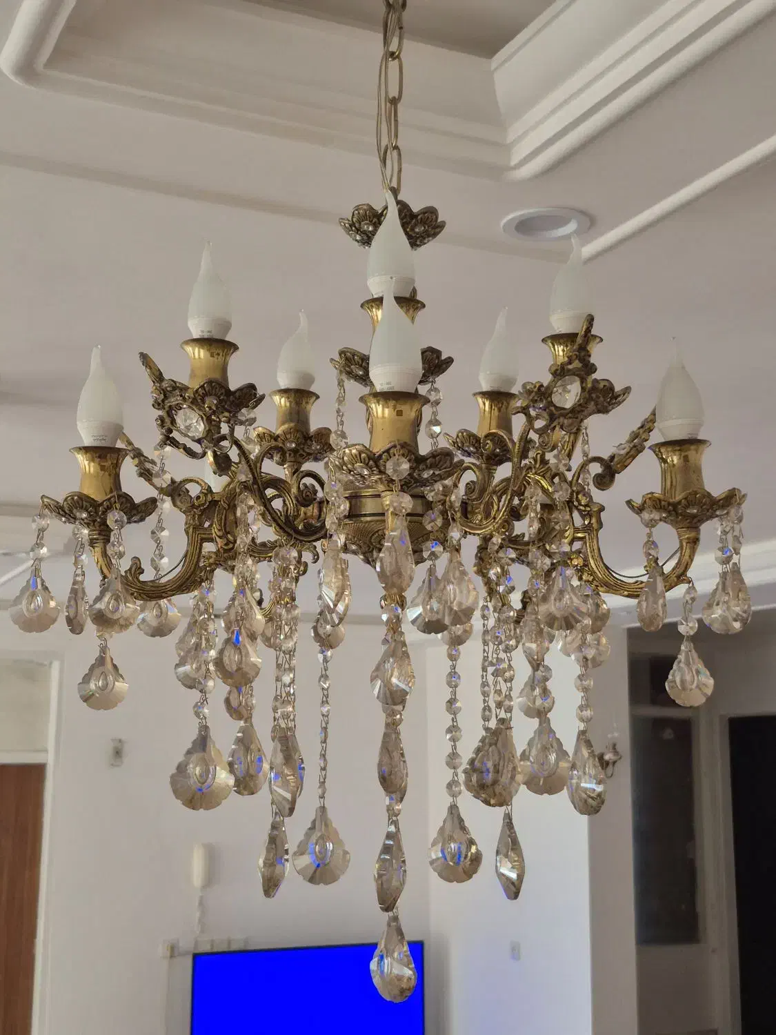 لوستر برنز  ۵ شاخه دوبل|لوستر و چراغ آویز|ملایر, |دیوار