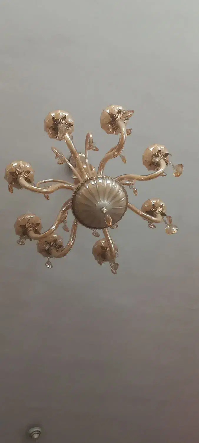 لوستر کریستال شامپاین ۸ شاخه|لوستر و چراغ آویز|ری, ولی آباد|دیوار