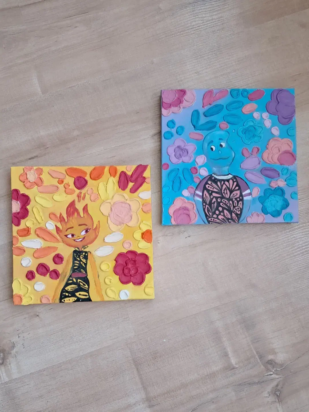 ست دوتایی تابلو فانتزی برجسته فانتزی آتش و آب|تابلو، نقاشی، عکس|شیراز, قدوسی شرقی|دیوار