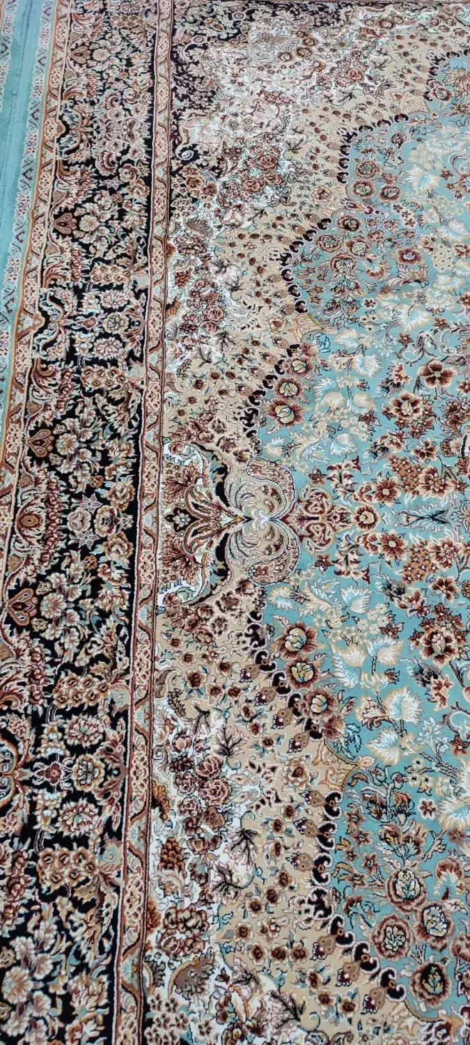 دو تخته فرش شش متری فیروزه ای در حد نو|فرش|سقز, |دیوار