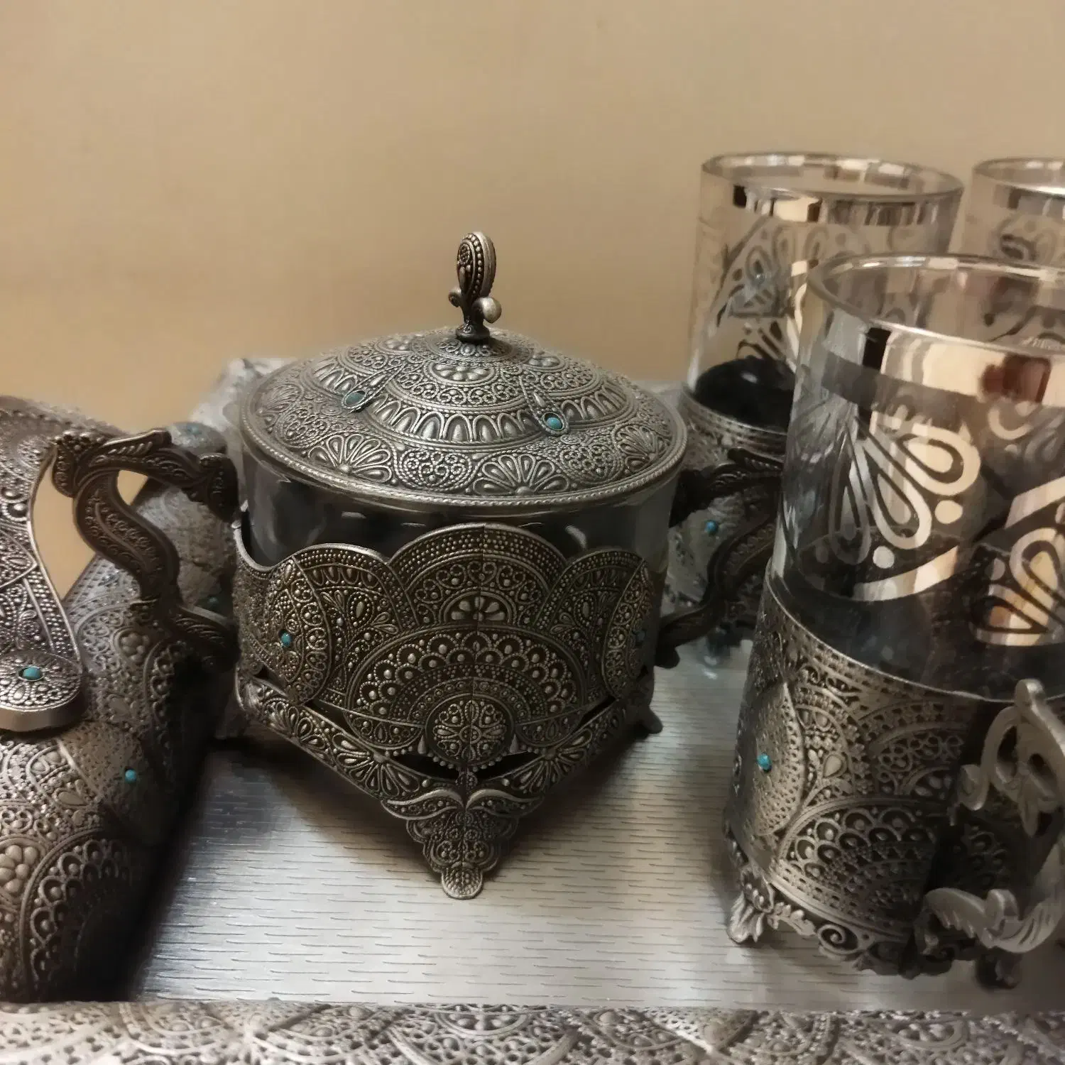 چای خوری استکان پیوتر سیلور|ظروف سرو و پذیرایی|ری, شهید غیوری (ابن باویه)|دیوار