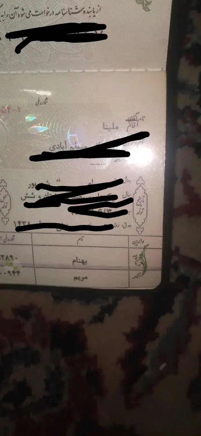 یک عدد شناسنامه بهمراه رسید کارت ملی پیدا کرده ام|اشیا|کرج, گلشهر|دیوار