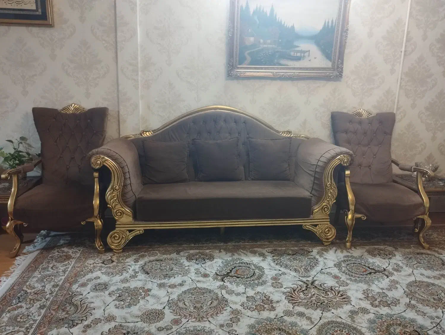 مبل نیمه استیل همراه با دو عسلی و جلو مبلی|مبلمان خانگی و میز عسلی|تهران, مینای شمالی (مخبر)|دیوار