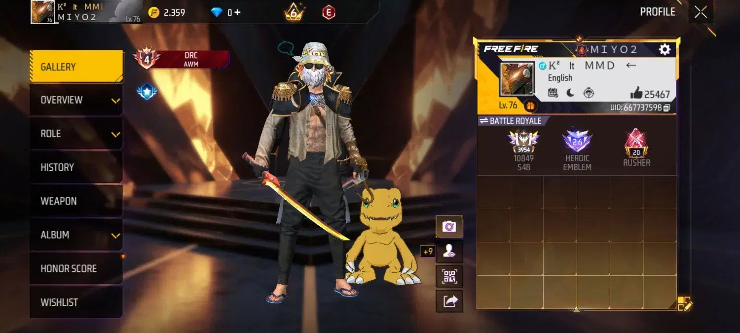 اکانت فری فایر طاق با پیج اینستاگرام|کنسول، بازی ویدئویی و آنلاین|ایلام, |دیوار