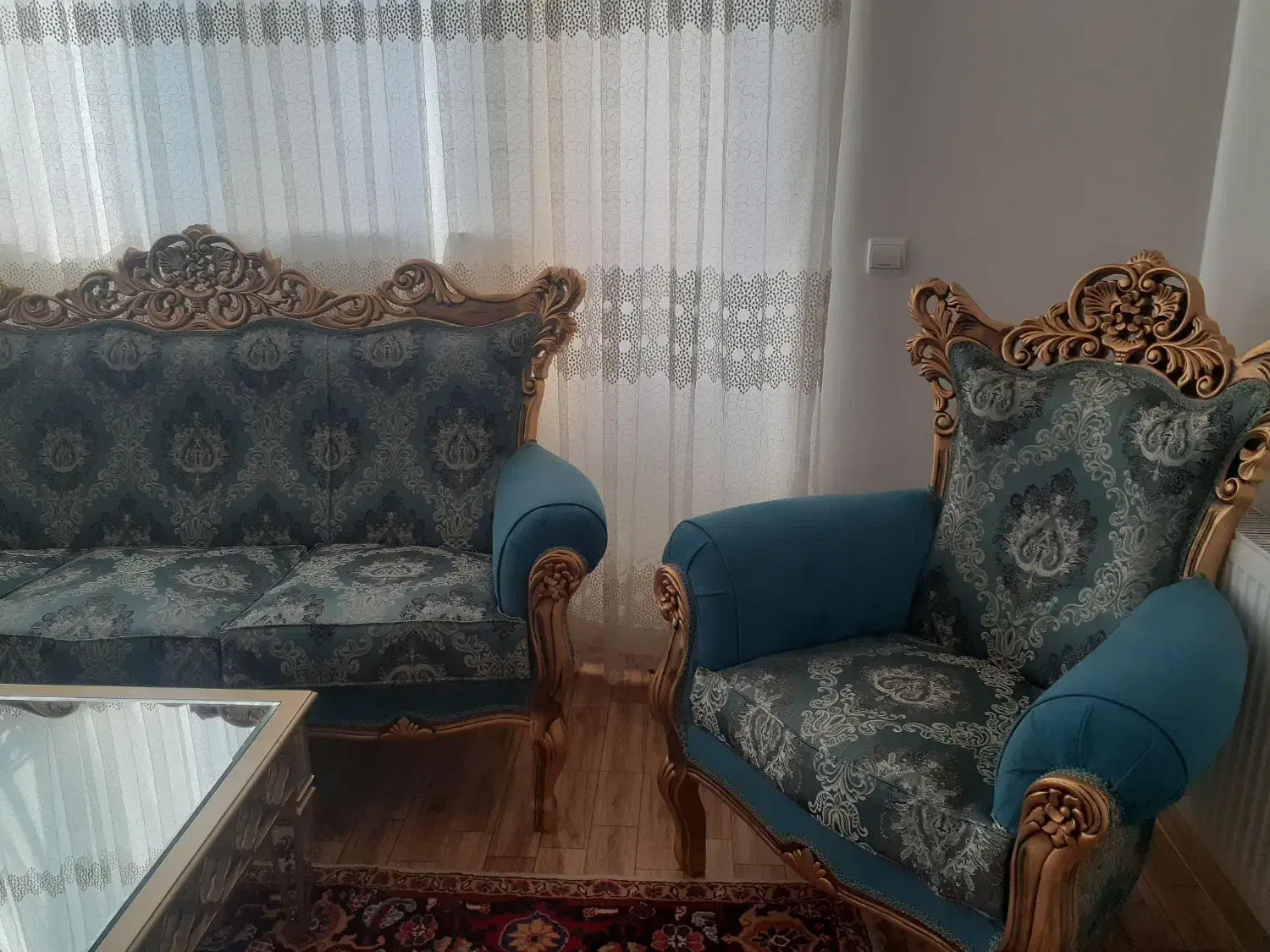 مبل ۹ نفره چوب راش و بوفه|مبلمان خانگی و میز عسلی|بناب, |دیوار