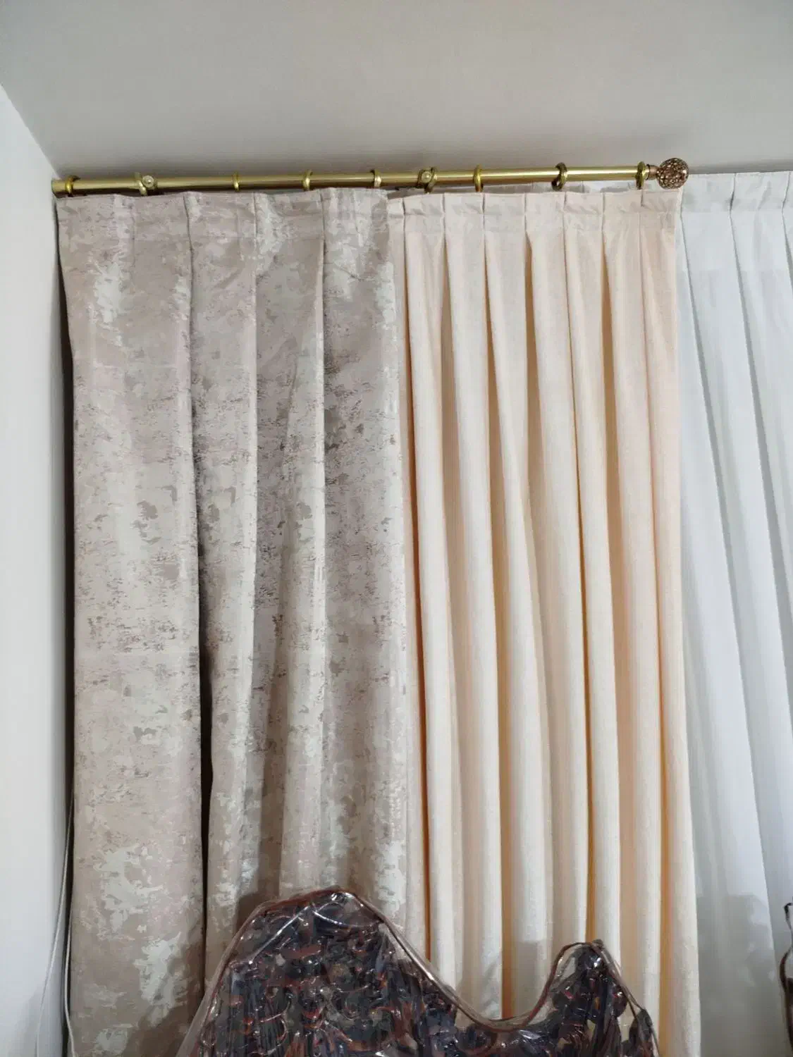 پرده حریر و دستک|پرده، رانر، رومیزی|تربتحیدریه, شهرک ولیعصر|دیوار