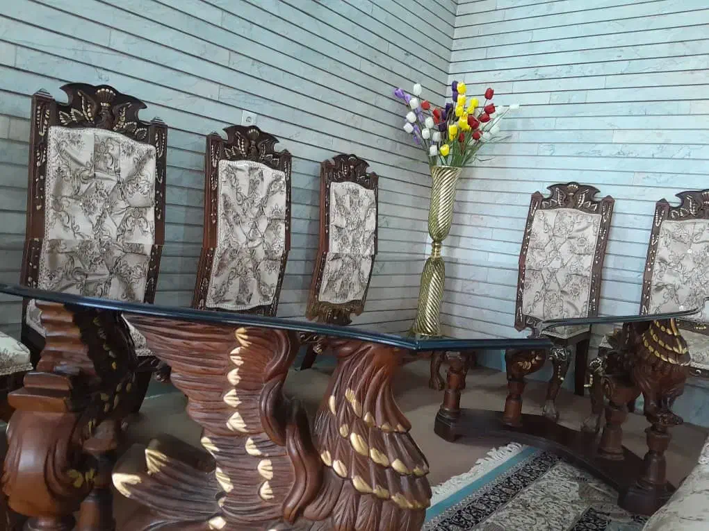 میز نهارخوری چوب گردو ۶ نفره اعیانی|میز و صندلی غذاخوری|اصفهان, ملاصدرا|دیوار