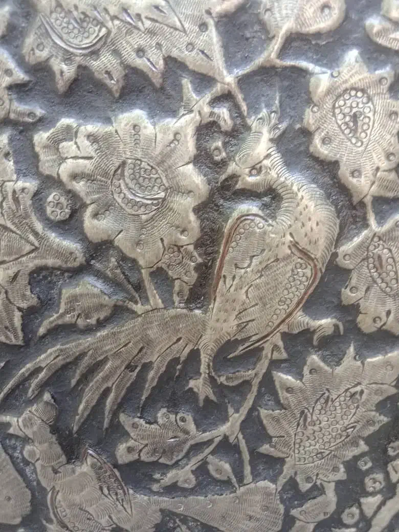 سینی مسی قلمکاری|کلکسیون اشیاء عتیقه|اصفهان, سنبلستان|دیوار