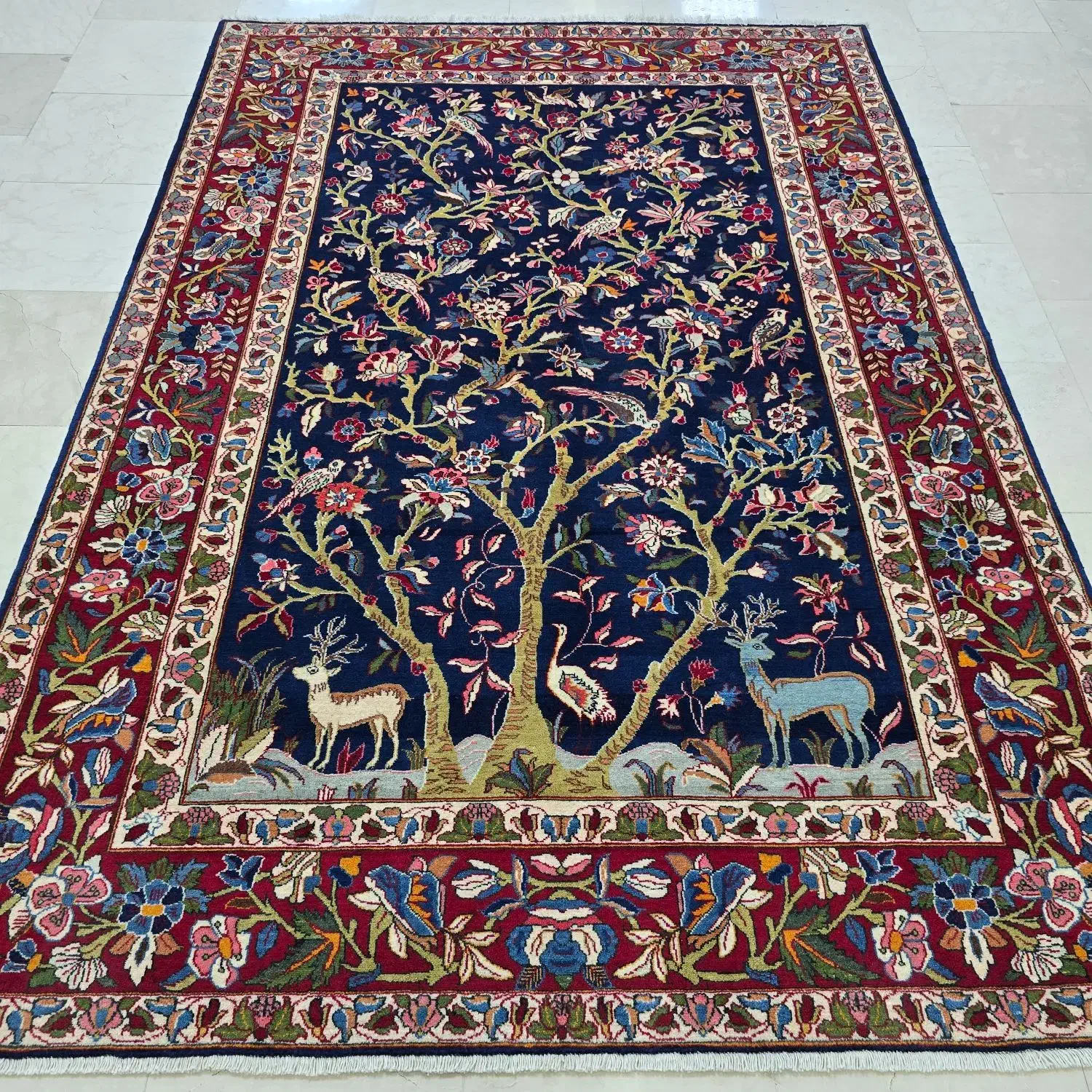 قالیچه ورامین دستباف طرح شکارگاه|فرش|تهران, شیراز|دیوار