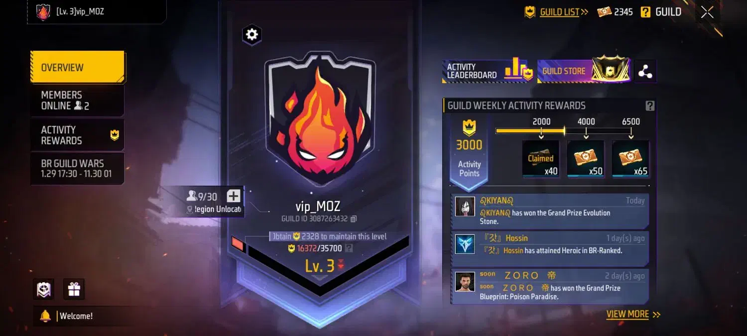 عضو گیری گیلد فری فایر|کنسول، بازی ویدئویی و آنلاین|فولادشهر, مسکن مهر فولادشهر|دیوار