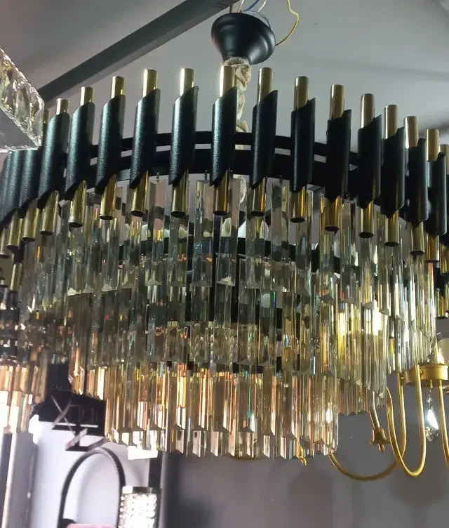 لوستر لهستانی و لوله دوبل با استیل طلایی|لوستر و چراغ آویز|گلبهار, شهر جدید گلبهار|دیوار